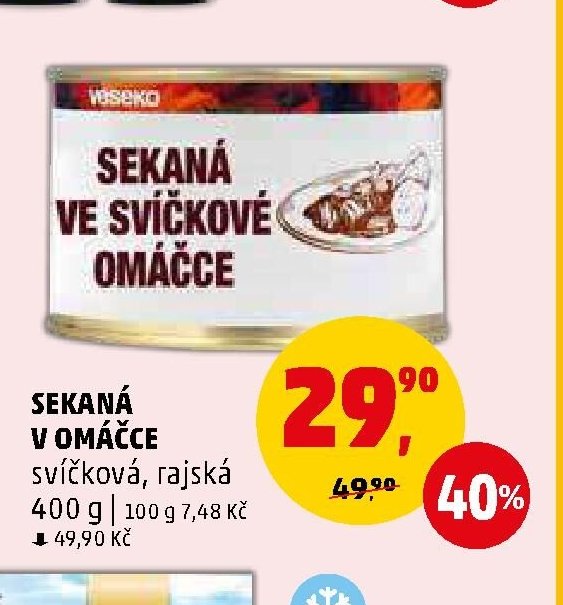 SEKANÁ V OMÁČCE svíčková, rajská