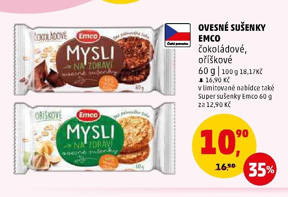 OVESNÉ SUŠENKY EMCO čokoládové, oříškové 60 g