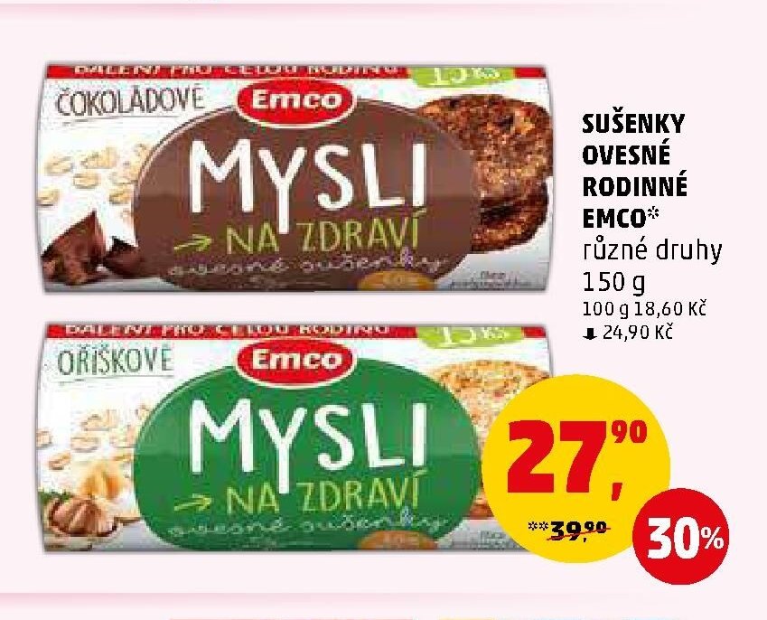 SUŠENKY OVESNÉ RODINNÉ EMCO různé druhy 150 g