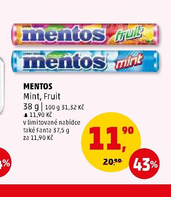 MENTOS Mint, Fruit 38 g