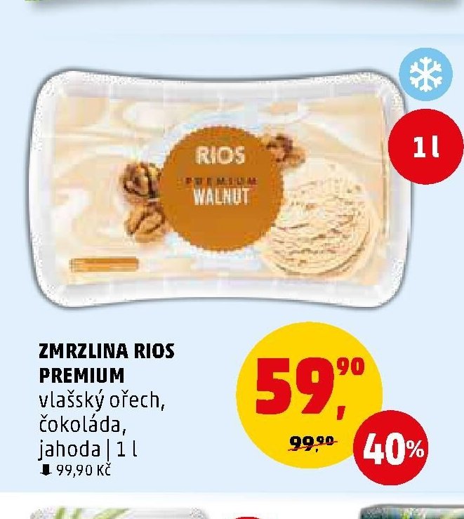 Zmrzlina Rios Premium vlašský ořech, čokoláda, jahoda