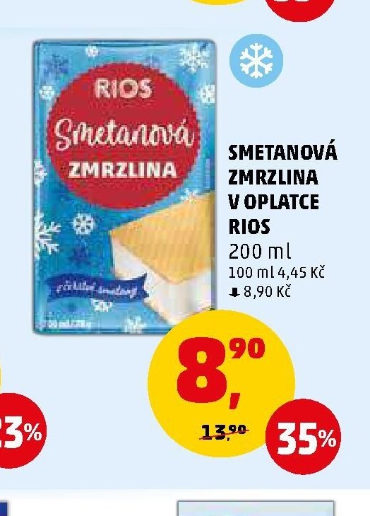 Smetanová zmrzlina v oplatce Rios