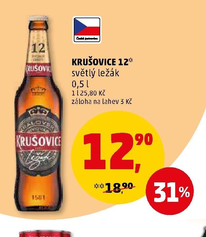 KRUŠOVICE 12* světlý ležák 0,5 l