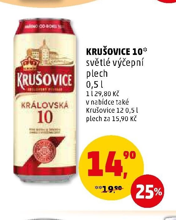 KRUŠOVICE 10* světlé výčepní plech 0,5 l