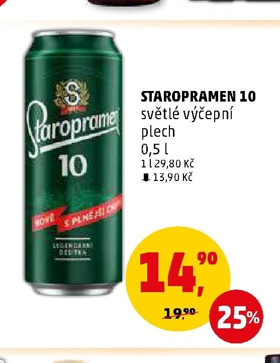 STAROPRAMEN 10 světlé výčepní plech 0,5 l