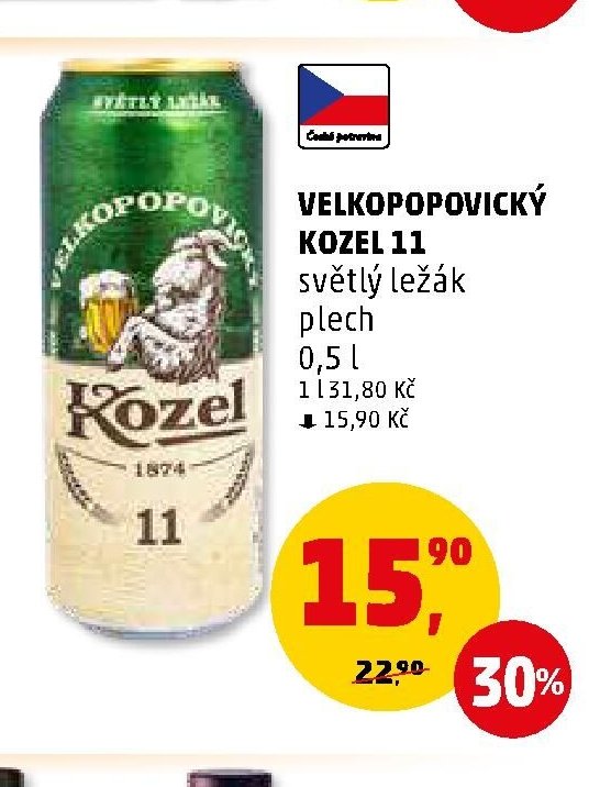 VELKOPOPOVICKÝ KOZEL 11 světlé ležák plech 0,5 l