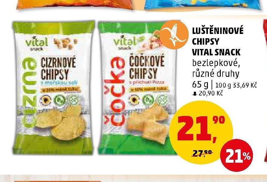 LUŠTĚNINOVÉ CHIPSY VITAL SNACK