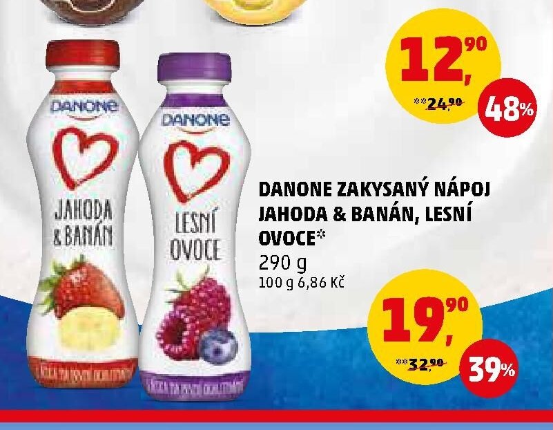 Danone zakysaný nápoj jahoda & banán, lesní ovoce