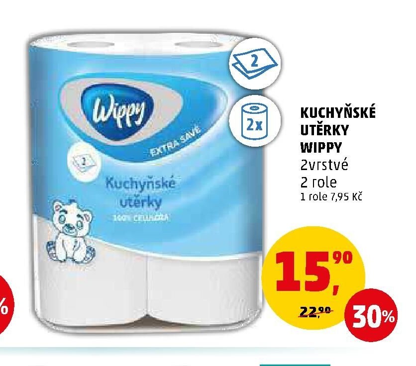 KUCHYŇSKÉ UTĚRKY WIPPY 2vrstvé 2 role