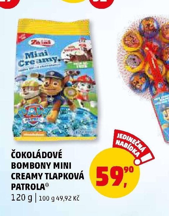 ČOKOLÁDOVÉ BOMBONY MINI CREAMY TLAPKOVÁ PATROLA