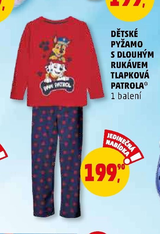 Dětské pyžamo s dlouhým rukávem Tlapková patrola