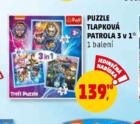 Puzzle Tlapková patrola 3 v 1
