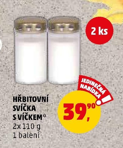 HŘBITOVNÍ SVÍČKA S VÍČKEM
