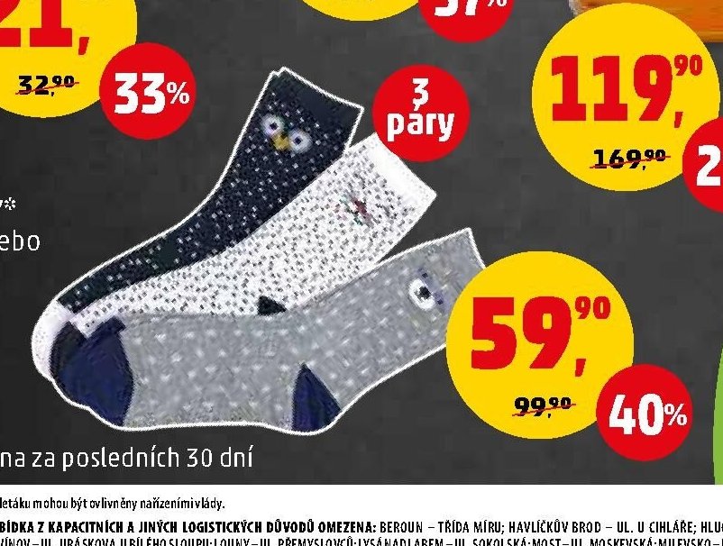 Ponožky pánské nebo dámské různé velikosti 1 balení