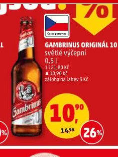 Gambrinus Originál 10 světlý výčepní
