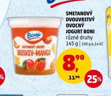 SMETANOVÝ DVOUVRSTVÝ OVOCNÝ JOGURT BONI