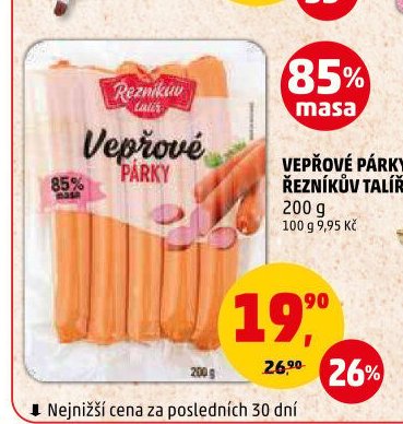 VEPŘOVÉ PÁRKY ŘEZNÍKŮV TALÍŘ