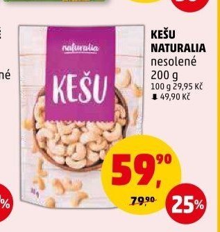 KEŠU NATURALIA nesolené