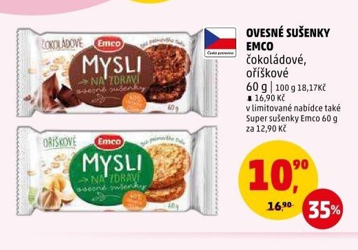 OVESNÉ SUŠENKY EMCO čokoládové, oříškové 60 g
