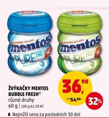 ŽVÝKAČKY MENTOS BUBBLE FRESH různé druhy 60 g