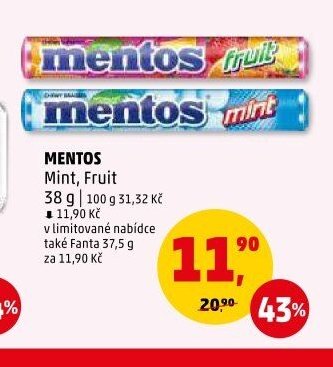 MENTOS Mint, Fruit 38 g