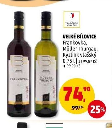 Velké Bílovice Frankovka, Müller Thurgau, Ryzlink vlašský