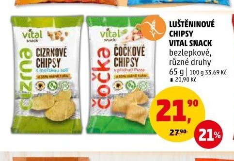 LUŠTĚNINOVÉ CHIPSY VITAL SNACK