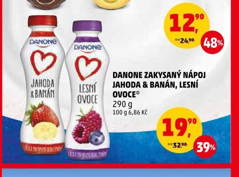 Danone zakysaný nápoj jahoda & banán, lesní ovoce