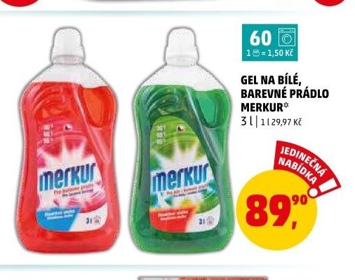 GEL NA BÍLÉ, BAREVNÉ PRÁDLO MERKUR