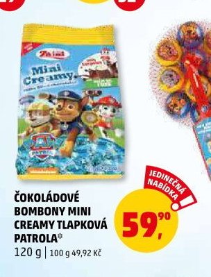 ČOKOLÁDOVÉ BOMBONY MINI CREAMY TLAPKOVÁ PATROLA