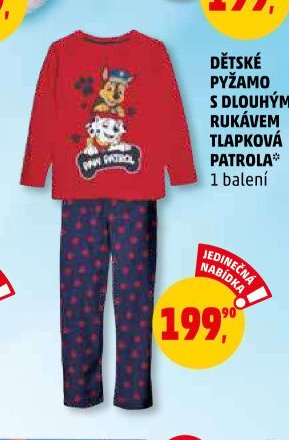 Dětské pyžamo s dlouhým rukávem Tlapková patrola