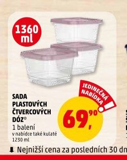 SADA PLASTOVÝCH ČTVERCOVÝCH DÓZ