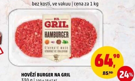Hovězí burger Na gril Penny