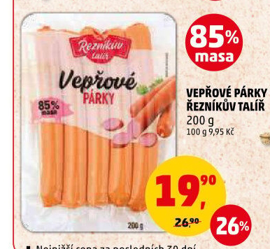 Párky vepřové Řezníkův talíř