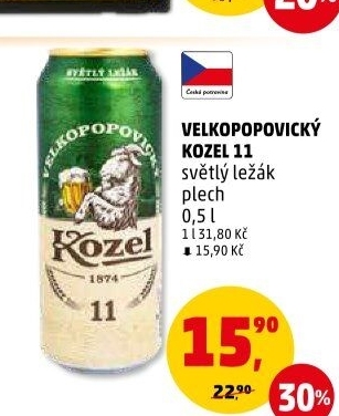 Pivo ležák 11° Velkopopovický Kozel