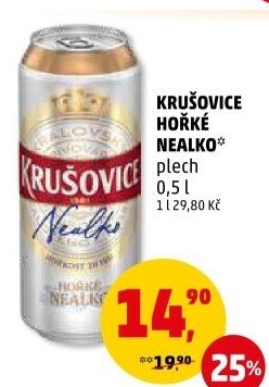 Pivo nealkoholické Královsky hořké Krušovice