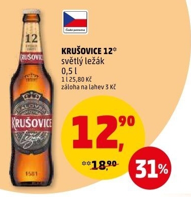 Pivo světlé Královský ležák 12° Krušovice