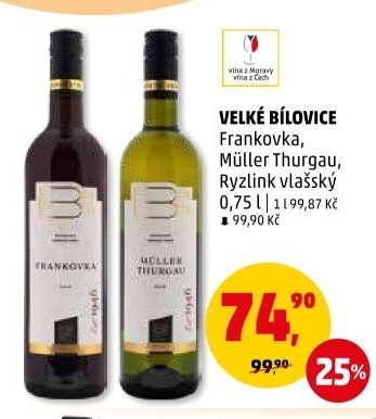 Víno Frankovka Vinařství Velké Bílovice