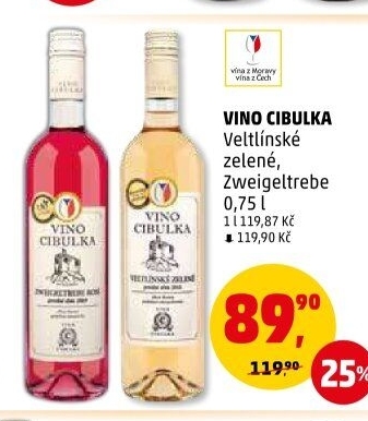 Víno Veltlínské zelené Víno Cibulka