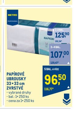 PAPÍROVÉ UBROUSKY 33×33 cm 2VRSTVÉ