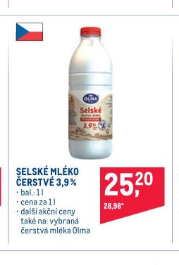 SELSKÉ MLÉKO ČERSTVÉ 3,9%
