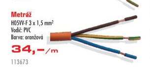 Metráž H05VV-F 3 x 1,5 mm2