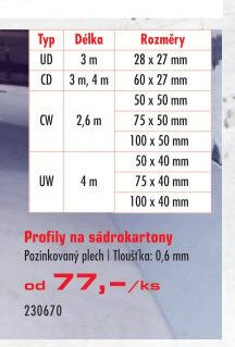Profily na sádrokartony - UNI HOBBY akcniletaky.com