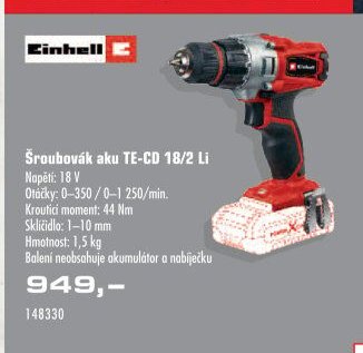 Šroubovák aku TE-CD 18/2 Li - UNI HOBBY akcniletaky.com
