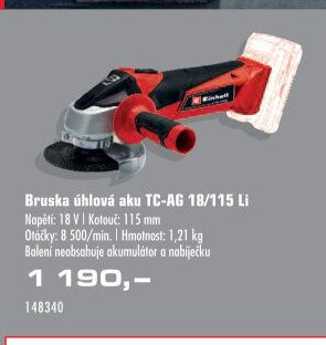 Bruska úhlová aku TC-AG 18/115 Li - UNI HOBBY akcniletaky.com