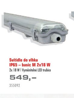 Svítidlo do vlhka IP65 - basic M 2x18 W - UNI HOBBY akcniletaky.com