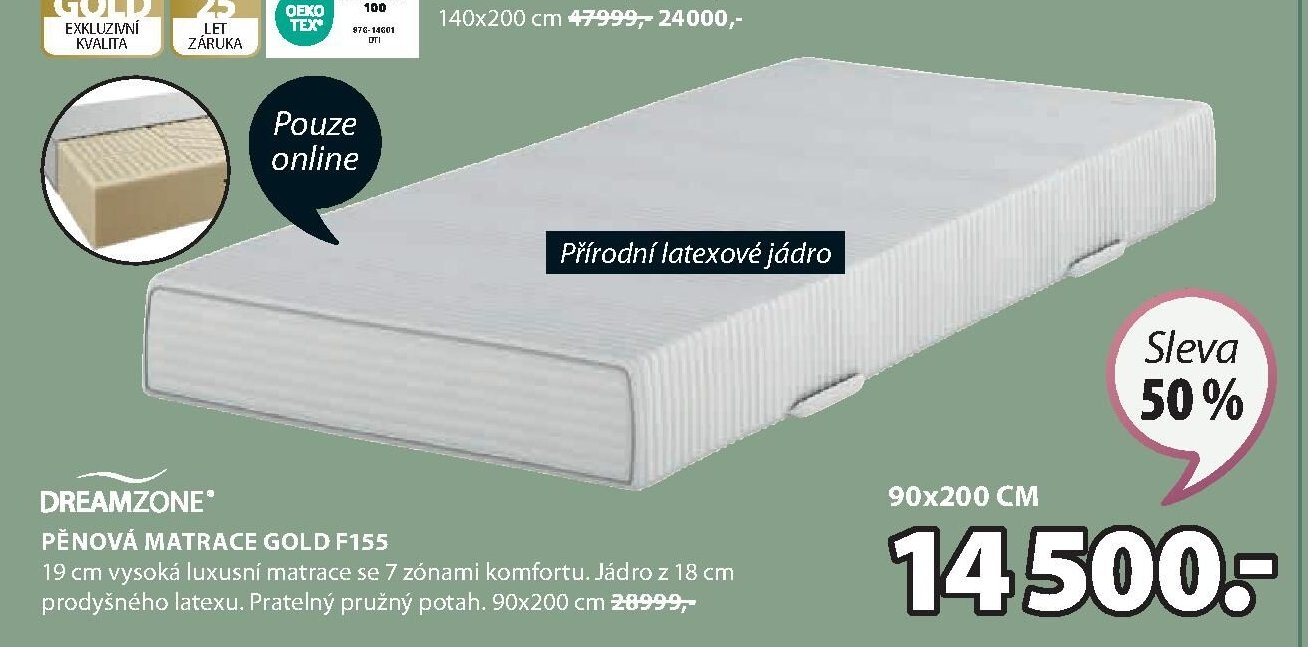 Pěnová matrace GOLD F155 - Jysk akcniletaky.com
