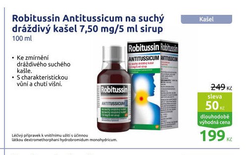 Robitussin Antitussicum na suchý dráždivý kašel 7,50 mg/5 ml sirup 100 ml