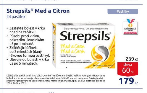 Strepsils® Med a Citron 24 pastilek