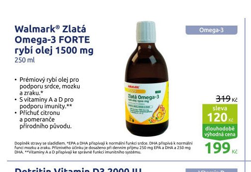 Walmark Zlatá Omega-3 FORTE rybí olej 1500 mg